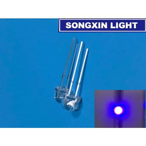 20pcs 5mm Light UV Purple Straw Hat Wide Angle Ultraviolet 395nm - 400nm Transparent 5 mm Light-Emitting Diode LED Lamp