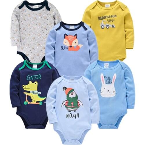2021 3 6 Pcs/set Baby Boy Clothes Set Long Sleeve Newborn Girl Bodysuit 100% Cotton Spring Autumn Jumpsuit Infant Costume