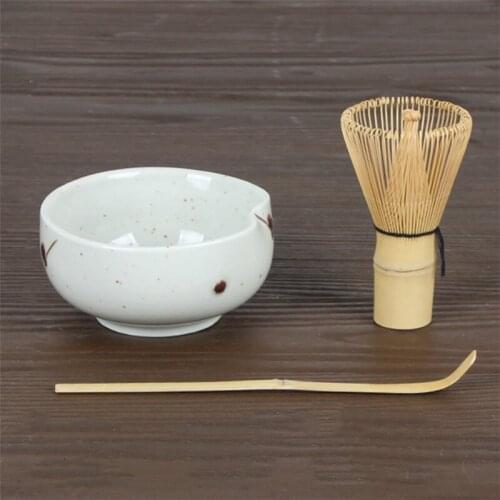 3Pcs/Lot Ceramic Tea Bowl Household Bamboo Tea Scoop Creative Matcha Whisk Japanese Teaware Tea Brushing Tools Set Tea Ceremony