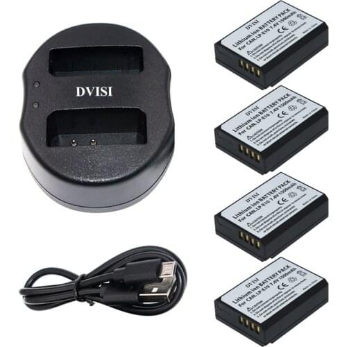 4pcs 1.5Ah LP-E10 LP E10 LPE10 Batteries with USB Dual Charger for Canon EOS 1100D 1200D Kiss X50 X70 Rebel T3 T5 Digital Camera