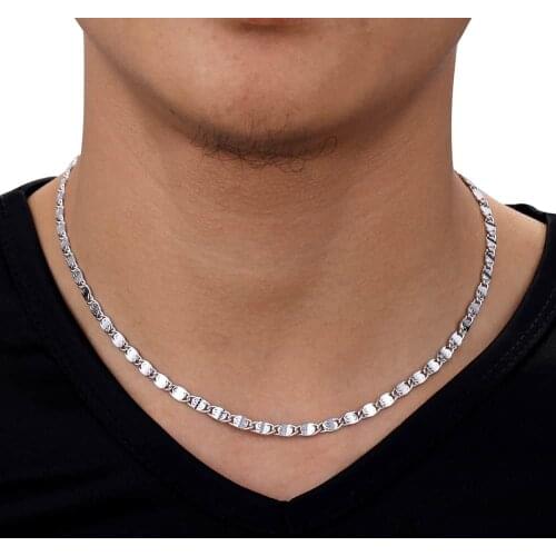 4mm Womens Mens Necklace Unisex Snail Link White Gold Filled GF Necklace Lobster Clasp Link Chain Jewelry Gifts LGN397