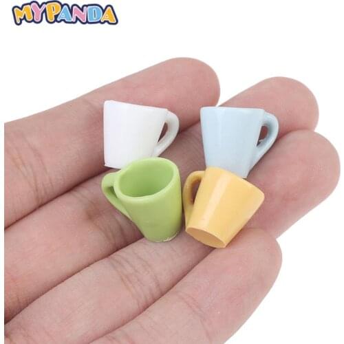 4Pcs 1:12 Dollhouse Miniature Accessories Mini Resin Mug Model Simulation Japanese Style Water Cup Toy Doll House Decoration