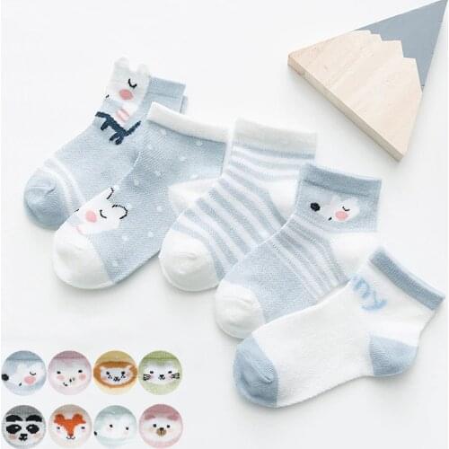 5Pairs/lot 2-12Y Children Socks Baby Socks for Girls Cotton Mesh Cute Newborn Boy Toddler Socks Baby Clothes Accessories