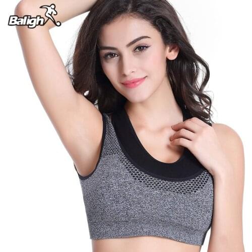 Balight Women Workout Breathable Fitness Bra Stretch Tank Top Yoga Sports Padded Vest Sport Bra Top Racerback Sports Bra