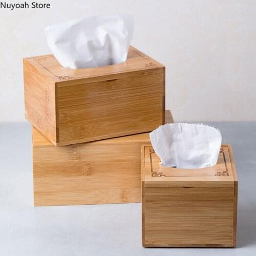 Bamboo and Wood Simple Desktop Storage Tissue Box Living Room Creative Pumping Box Multi-function Paper Pumping Box Tissue Box