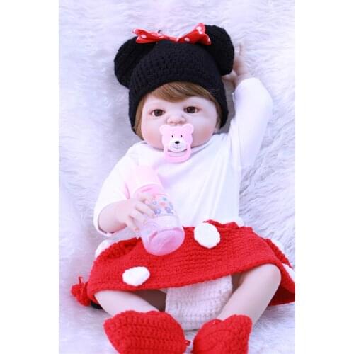 DollMai Brand Bebes reborn realista 22"55cm full silicone reborn baby girl dolls toys for children gift adorable doll