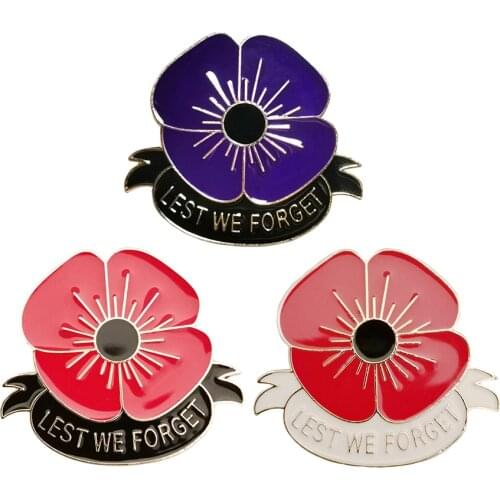 RSHCZY Red And Purple Poppies Brooches For Women Vintage Enamel Pins For Backpacks Hat Bag Jewelry Gift Scarf Buckle