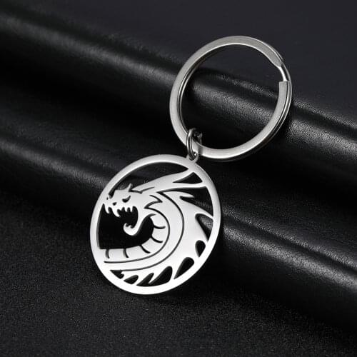 COOLTIME Personality Cute Car Motorcycle Key Chain Keychain Dragon Charm Hallow Stainless Steel Key Ring Accessories
