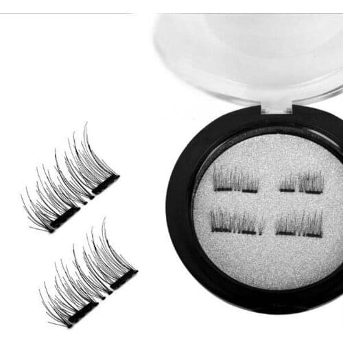 4Pcs/Pair 3D Double Magnetic False Fake Eyelashes Extension Soft black synthetic Hair False Eyelash Natural Soft Easy To Wear