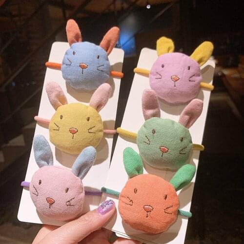Korean version of new childrens fabric bunny hair tie cute cartoon hair rope little girl wild stuffed elastic hair accessories