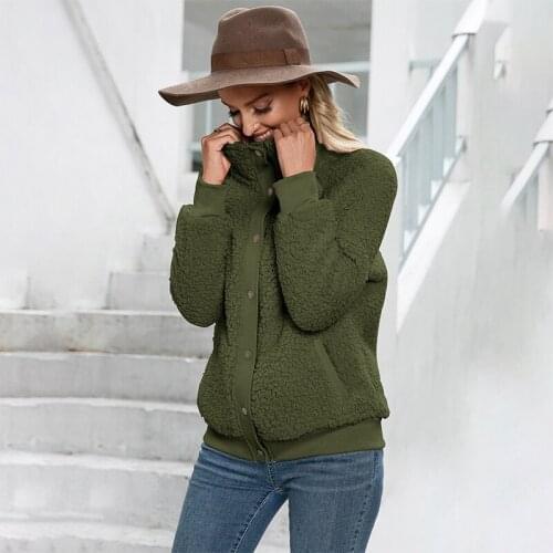 Women Winter Double-sided Plush Turtleneck Jacket Fashion Button Warm Brown Jackets Casual Loose Streetwear Coat Femme Suit 2021