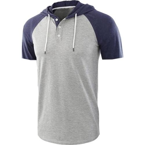 Summer Clothing Double-color Stitching Mens T-shirt Mens Luxury T-shirt Fitness Casual Sports Mens Hooded T-shirt Tops Tee