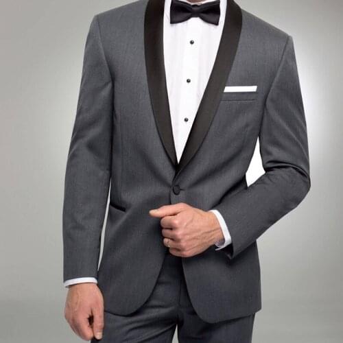 Tailor Made Fashion Handsome Grey Men Suit Slim Fit Groomsmen Tuxedo For Wedding Dress Dinner Party Male Clothing (Jacket+Pants)
