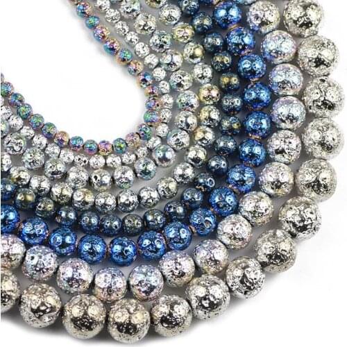 New Multicolor Lava volcanics Natural Stone 4/6/8/10/12MM Round Spacers Loose beads for Jewelry making DIY bracelet Accessories