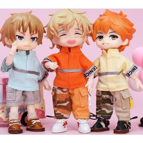 Ob11 childrens clothes mens clothes 12 points BJD clothes beautiful knot pig GSC ribbon splicing long Casual Pants Set