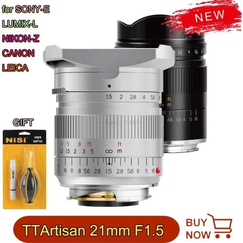 TTArtisan 21mm F1.5 Camera Lens Full Fame Manual Focus Lens for Sony-E,Lumix-L,Nikon-Z,Canon,Leica Cameras Lens TT Artisan