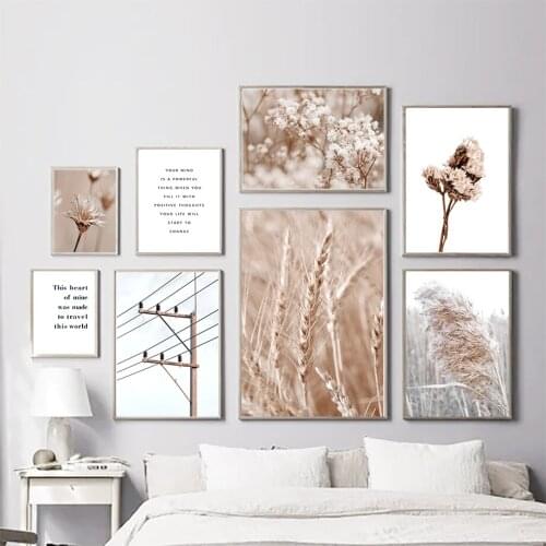 Autumn Plant Reed Bouquet Wheat Warm Wall Art Canvas Painting Nordic Posters And Prints Wall Pictures For Living Room Home Decor