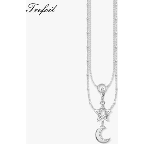 Charm Necklace Moon & Star 2021 New Fashion Jewelry 925 Sterling Silver Bijoux Trendy Romantic Gift Link Chain For Women Girls