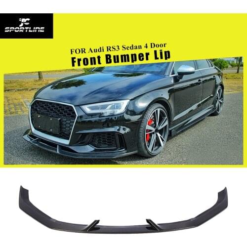 Front Bumper Lip Spoiler Splitters Apron for Audi RS3 Sedan 4 Door 2017 2018 Carbon Fiber Front Bumper Lip Spoiler