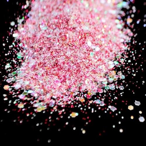 Iridescent White Rose Red Nail Art Glitter Paillette Powder, Glitter for Nail Gel Decoration, DIY Nail Polish, Body Art Decora