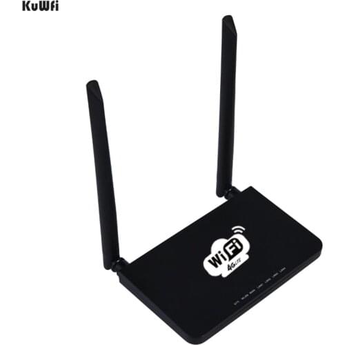 KuWFi Unlocked 300Mbps Wifi Routers 4G LTE CPE Router with LAN Port Support SIM card and Europe/US/Asia/Middle East/Africa