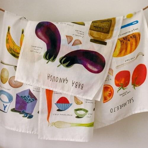 60x45cm Hand Painted Recipe Table Cloth Cotton Linen Napkin Food Mat Home Decoration Wall Hanging Painting Photography Props