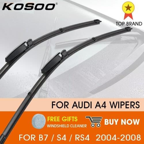 KOSOO Car Wiper LHD Front Wiper Blades For Audi A4 B7 S4 RS4 2004 - 2008 Windshield Windscreen Front Window 22"+22"