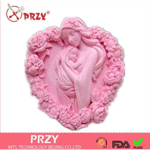 Silicone soap mold Heart shaped mother and child soap mold design flower molds silica gel soap molds