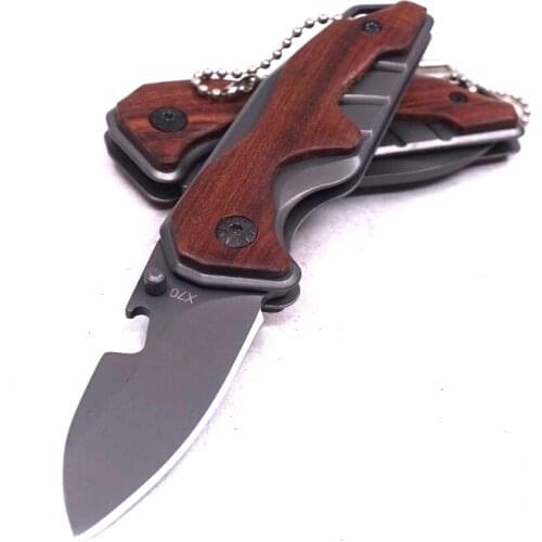 Camping Folding Knife Survival Pocket Tactical Knife Combat Outdoor Hunting Knives wood handle EDC defense Multi Tools keychain