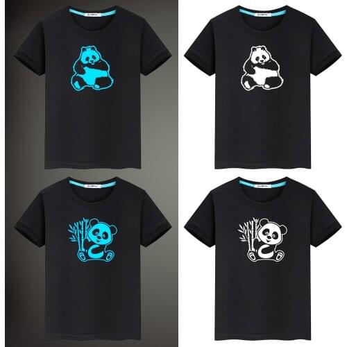 Boys Girls Luminous Short Sleeves T-Shirts 2021 Summer Fashion Family Fluorescent T-Shirts Cartoon Kids Baby Cotton Tops Tee