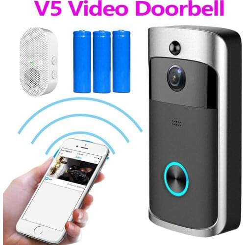 V5 Wireless HD WiFi Video Doorbell Waterproof Remote Control by Smart Phone APP PIR Motion Detection Night Vision Battery