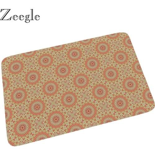 Zeegle Entrance Doormat Flannel Floor Mat Anti Slip Kitchen Carpet Absorbent Bathroom Foot Mat Bedroom Kids Play Rug