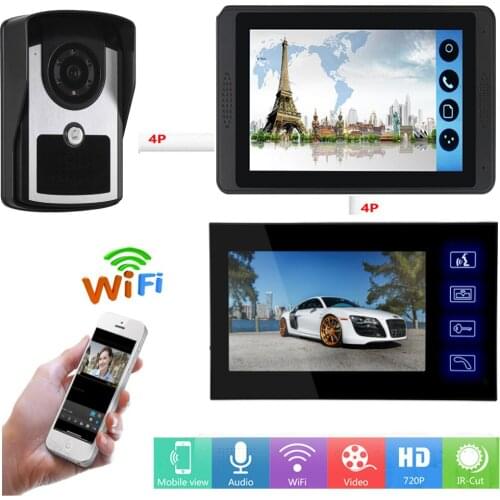 SmartYIBA 2 Monitors Kits Video Doorbell Smart Wireless Wired Video Door Phone APP Remote Unlock Visual Record Video Intercom