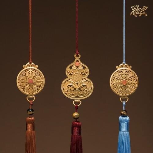 All Copper Gold Plated Incense Hanging Gourd Home Ornament High-End Car Ornaments Lucky Gift