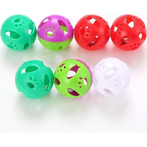 5PCS Random Color Cat Jingle Balls Funny Interactive Toy Hollow Plastic Cat Ball Toy Cat Bell Small Ball Training Toys Legendog