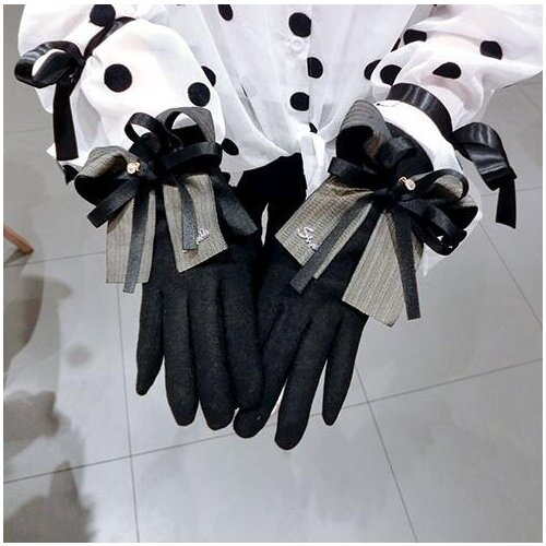 Womens autumn winter thicken warm bow wool gloves ladys touch screen cashmere glove winter driving glove R2282