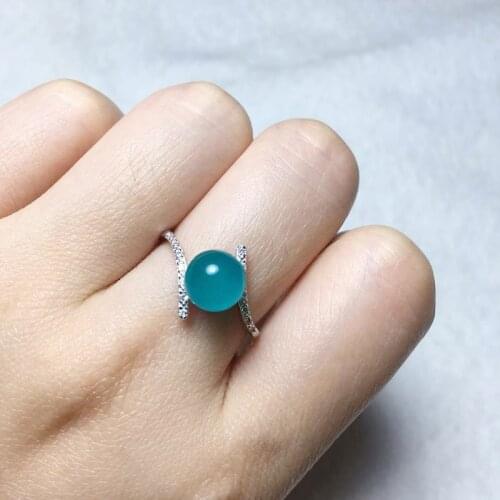 BOEYCJR Simple Mermaid Amazonite stone Rings Fashion Jewelry Rhinestone Energy Rings for Women Engagement Gift anillo anneau