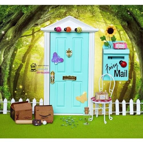 1:12 Dollhouse miniature Fairy Door Mint Green Outside open Dolls Parts Fashion Gift 3 Style Hardware accessories