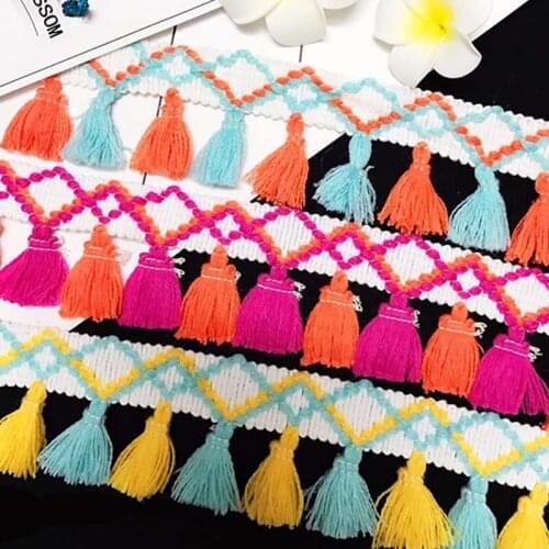 1Yard Lace Ribbon Sewing Trim Tassel Trim Lace Fabric Sewing Accessories Fringe Embroidery Garment Fabric Handmade Accessory