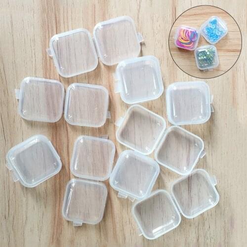 10Pcs/lot 3.5*3.5cm Small Plastic Storage Box for Jewelry Beads Earring Jewelry Container Transparent Square Box Case Container