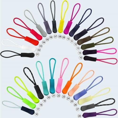 20 Pcs Color Cord Zipper Pull Apparel Bag Tactical Backpack Accessories Zip Puller DIY Zipper Head Cord Rope Strap Lariat Slider
