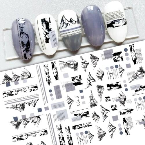 Mountain Peak 3D Nail Sticker Nail Art Manicuring Decals Maple Fall Leaf Nail Sticker Yellow Autumn Sliders DIY Decoration Wraps