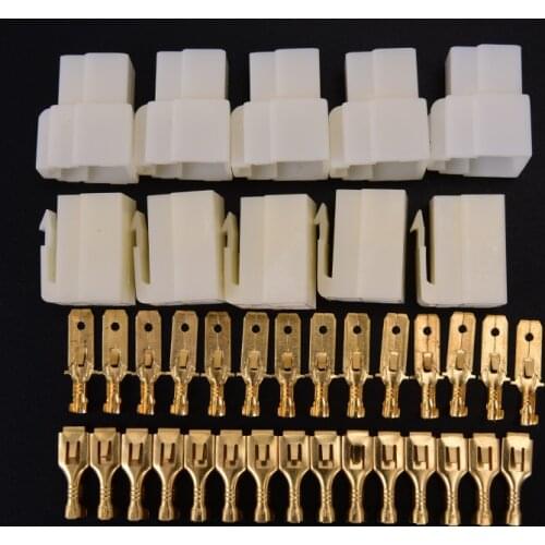 5pcs Male Female Cable Terminal Plug Kits Motorcycle Ebike Car 6.3mm 3 Pin Automotive Electrical Wire Connector