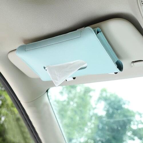 Car Sun Visor Napkin Box Leather Tissue Paper Holder Wall Mounted Paper Towel Storage Boxes Rectangular Tissue Container Case