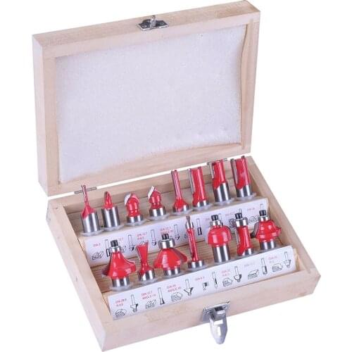 Free shipping 15pcs Milling Cutter Router Bit Set 8mm Wood Cutter Carbide Shank Mill Woodworking Engraving Cutting Tools