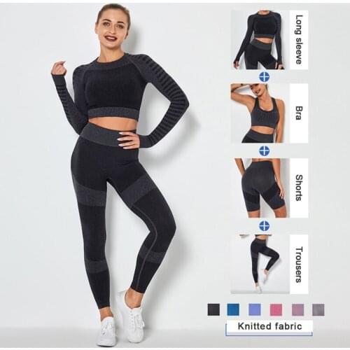 Seamless Sports Clothing Women Sportswear Yoga Set Fitness Suits Workout Clothes for Women Sports Outfit Long Sleeve Top Sets