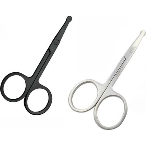 Round Safety Nose Hair Trimming Tweezers Eyebrow Eyelashes Scissor Manicure Cutter Nail Tool Stainless Steel Hair Removal Tools