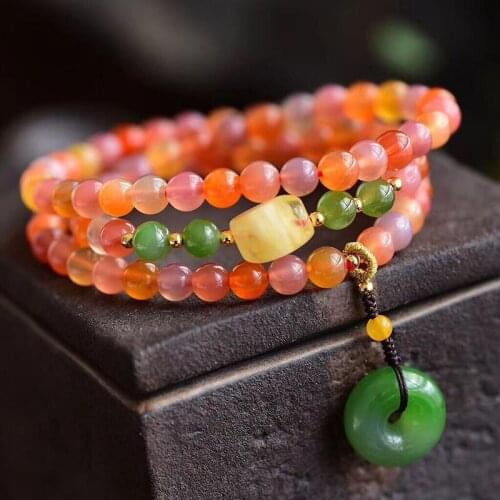 JoursNeige Color Natural Crystal Bracelets Beads 6mm Lucky Safety Button Pendant Bracelets for Women Crystal Bracelet Jewelry