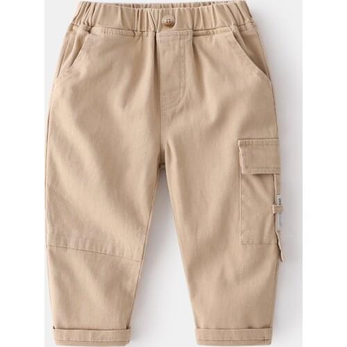 Casual Spring Fall Boys Trousers Cotton Elastic Waist Kids Toddler Trousers Cargo Outfit Childrens Clothing