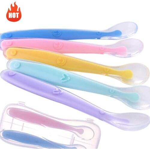 Baby Soft Silicone Spoon Children Food Baby Feeding Dishes Feeder Appliance Feeding Spoon Learn to Eat Small Spoon